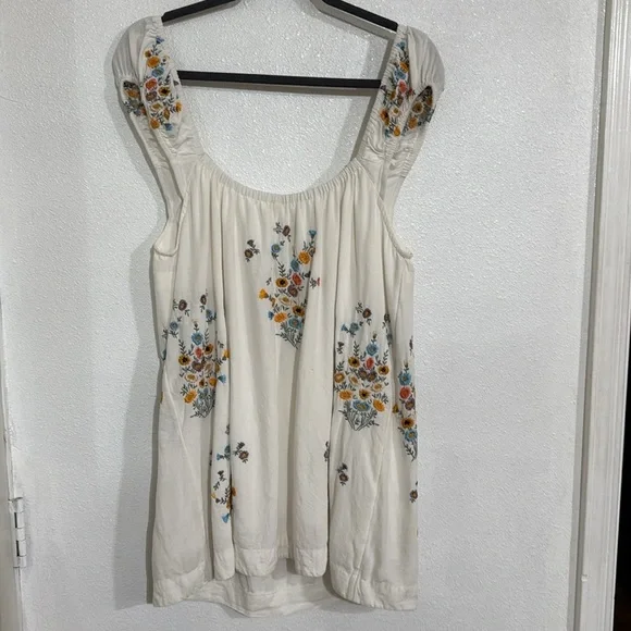 Free People Wildflower Floral Embroidered White mini Dress Sz S - Picture 7 of 8